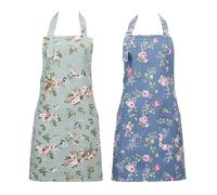 ®RisingFF Lot de 2 tabliers de cuisine pour femmes, tabliers floraux réglables avec grandes poches
