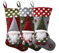 ®RisingFF Lot de 3 grandes chaussettes de Noël chaussettes classiques du Père Noël pour adultes et enfants