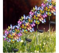 ®RisingFF Lot de 4 lampes solaires de jardin, lampes solaires d'extérieur étanches, lampes solaires papillon