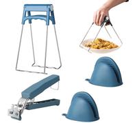 ®RisingFF Lot de 4 pinces anti-brûlures en acier inoxydable pour plaque chauffante friteuse à air poêle bol coréen