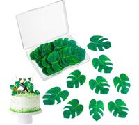 ®RisingFF Lot de 48 décorations comestibles pour cupcakes en feuilles de Monstera décorations pour cupcakes et feuilles de palmier