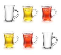 ®RisingFF Lot de 6 verres à thé turcs avec anse parfaits pour le cappuccino l'expresso et le chocolat chaud (145 ml)