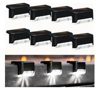 ®RisingFF Lot de 8 lampes solaires d'extérieur à LED étanches pour terrasse escalier (lumière blanche) [Classe énergétique A]