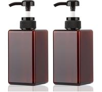 ®RisingFF Lot de deux flacons pompes carrés rechargeables en plastique de 450 ml pour lotion huile essentielle