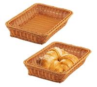 ®RisingFF Lot de deux paniers rectangulaires en osier synthétique 35 x 25 x 7 5 cm imitation rotin