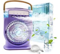 ®RisingFF Mini climatiseur portable silencieux 4 en 1, climatiseur rechargeable, humidificateur de type C avec minuterie