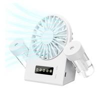 ®RisingFF Ventilateur de table avec 2 humidificateurs à brume, ventilateur portable à 4 vitesses de vent, avec affichage LED -