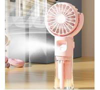 ®RisingFF Ventilateur portable avec brumisateur d'eau, USB 4 vitesses, alimenté par batterie (rose)