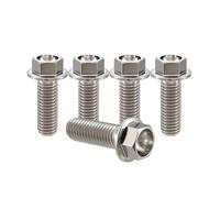 RISON-Titanium 5 Pièces Vis à Tête à Bride en Titane M6x1.0x12mm, Vis de Tête de Rondelle de Bouchon Boulons à Tête Hexagonale d'entraînement Fixation pour Vélo, Moto, Voiture