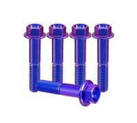RISON-Titanium 5 Pièces Vis à Tête à Bride en Titane M8x1.25x30mm, Vis de Tête de Rondelle de Bouchon Boulons à Tête Hexagonale d'entraînement Fixation pour Vélo, Moto, Voiture