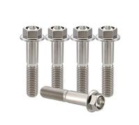 RISON-Titanium 5 Pièces Vis à Tête à Bride en Titane M8x1.25x40mm, Vis de Tête de Rondelle de Bouchon Boulons à Tête Hexagonale d'entraînement Fixation pour Vélo, Moto, Voiture