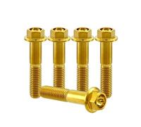 RISON-Titanium 5 Pièces Vis à Tête à Bride en Titane M8x1.25x50mm, Vis de Tête de Rondelle de Bouchon Boulons à Tête Hexagonale d'entraînement Fixation pour Vélo, Moto, Voiture