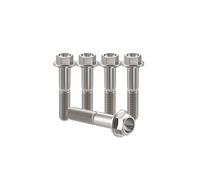 RISON-Titanium 5 Pièces Vis à Tête à Bride en Titane M8x1.25x50mm, Vis de Tête de Rondelle de Bouchon Boulons à Tête Hexagonale d'entraînement Fixation pour Vélo, Moto, Voiture