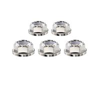 RISON-Titanium Lot de 5 Écrou de Blocage Écrou à Bride en Titane M12x1.5mm, Ecrou Frein Hexagonal de Blocage en Nylon Insérer DIN 1663, Écrous de Verrouillage Auto-Verrouillage des Écrous Métalliques