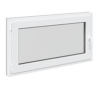 RISOR Fenêtre de cave 110 x 70 cm en PVC et verre anthracite avec protection thermique et isolation phonique, inclinable et rotative, vitrage isolant, avec cadre et ferrures pour cave et maison