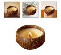 Risveglio Bougie en noix de coco faite à la main avec bougie parfumée pour | Bougeoir en coquille de noix de coco naturelle pour aromathérapie, décoration d'intérieur, 9 à 11 cm