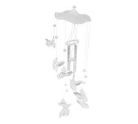 Risveglio Carillon éolien en forme d'ange argenté de 70 cm - Tube en aluminium - Pour décoration de maison, jardin, terrasse, cour