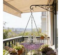 Risveglio Fontaine solaire flottante d'extérieur pour oiseaux - Fontaine de jardin à suspendre avec panneau 7 V - Oiseaux à boire et à se baigner - Violet