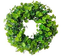 Risveglio Guirlande de trèfle avec lumières LED pour la Saint-Patrick - Couronne de trèfle en plastique vert pour porte, mur, fête, décoration, 40 cm