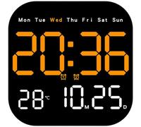 Risveglio Horloge murale LED multifonction avec lune pour indicateur de phase, calendrier, thermomètre, alarme et télécommande
