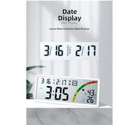 Risveglio Horloge murale numérique pour grand écran LCD avec calendrier lunaire, affichage en temps réel de la température et de l'humidité, date, heure, alarme, chronomètre, bureau ou à suspendre