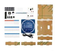Risveglio Kit d'horloge numérique LED avec écran rotatif, moniteur de température, alarme tactile, 6 modes visuels, 90 x 92 mm ABS PCB Makers (rouge)