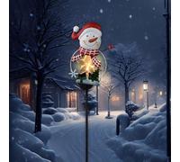 Risveglio Lampe solaire d'extérieur pour piquet de Père Noël, 80 cm, en métal robuste, décoration de Noël avec lumière chaude pour jardin et allée festive