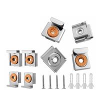 Risveglio Lot de 4 fixations murales chromées pour miroir sans cadre - Clips de fixation pour photos et panneaux de verre - Argenté