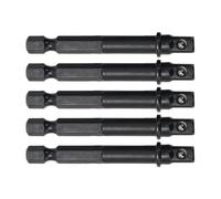 Risveglio Lot de 5 adaptateurs à tige hexagonale vers douille carrée de 10,2 cm, en acier au chrome vanadium, tournevis électrique et perceuse pneumatique, longueur 65 mm