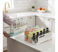 Risveglio Organiseur de boissons à alimentation par gravité, distributeur de 5 canettes, solution de rangement transparente en PET pour maison, bureau, comptoir de cuisine