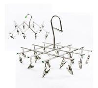 Risveglio Rust- Cintre à linge pliable en acier inoxydable avec 20 clips pour séchage chaussettes, sous-vêtements, écharpes, design peu encombrant Argenté