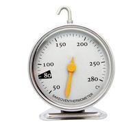Risveglio Thermomètre de four en acier inoxydable avec crochet et support | Verre résistant aux hautes températures pour le cadran pour rôtir grill, accessoire de barbecue de cuisine argenté