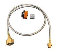 Risveglio Tuyau adaptateur de 70 cm pour réchaud de camping en acier inoxydable, tuyau de raccordement flexible avec bride et raccords à clipser pour randonnée