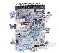 RISYPISY Stickers vintage prédécoupés washi - 50 feuilles bleues dark academia pour journaling, junk journal, scrapbook, arts, cadre, album - 473 pcs