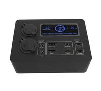 RiToEasysports Mini Boîtier d'alimentation 12 V en ABS et Métal, Mini Boîtier de Distribution d'énergie avec 2 Prises 12 V, 6 Ports USB, Hub 'Alimentation Portable pour Le Camping, la Pêche,
