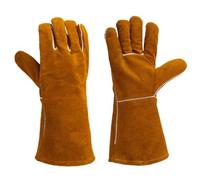 RITOPGO Gants de cheminée ignifuges, gants de barbecue pour homme en cuir et gants de soudeur résistants à la chaleur (marron)