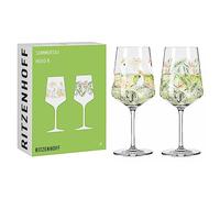 RITZENHOFF 6211001 Lot de 2 verres à apéritif 500 ml - Série rosée d'été - Style floral Multicolore - Fabriqué en Allemagne