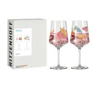 RITZENHOFF 8106003 Lot de 2 verres à cocktail 600 ml Série Animal heureux avec motif chat multicolore - Fabriqué en Allemagne