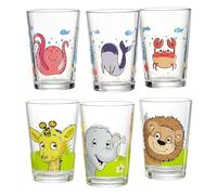 Ritzenhoff & Breker Lot de 6 verres pour enfant Monde Sous-Marin & Animaux de la Forêt, 205 ml, Verres imprimés pour enfant avec motifs d'animaux, Passent au lave-vaisselle
