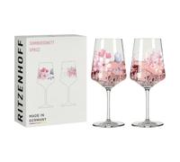 Ritzenhoff 3461009 Sommersonett Lot de 2 verres à apéritif 500 ml - Série Sommersonett - Motif prairie fleurie - Fabriqué en Allemagne, Rose, Violet, Rose