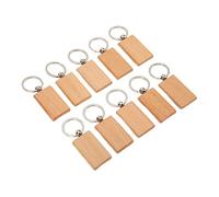 Riuulity Porte-clés Rectangulaire en Bois Vierge, 10 Pièces, Robuste, Léger, en Bois inachevé pour la Fabrication de Bricolage