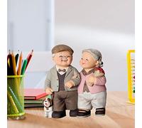 Riuulity Statue en Résine Représentant Un Couple de Personnes âgées, Figurine Romantique et Heureuse de 11 X 12 Cm (4,3 X 4,7 Pouces), Décoration Artisanale en Résine, (Avez-Vous Tout Le Chemin)