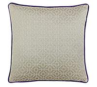 Riva Paoletti Belsize Housse De Coussin - Gris Taupe - Géométrique Carré Design - Tissage Jacquard - Contrastante Violet Canalisé Edges - 58% Lin 42% Polyester - 45 X 45 Cm (18" X 18" Pouces)