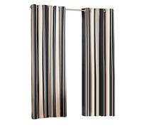 Riva Paoletti Broadway Ringtop Rideaux Oeillet (Paire) - Marine, Gris Et Crème - Conception Rayée Moderne - Prêts - Chambre Assombrissement Design - Polycoton - 168Cm Largeur X 183Cm Goutte (66" X 72" BROADWA/RT4/BLK
