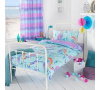 Riva Paoletti Enfants Sirène Enfant En Bas Âge Ensemble Housse De Couette - Bleu Multicouleur - Réversible Sous-Marine Sirène Design - 1 X Taie Inclus - Polycoton - Lavable Machine - 120 X 150 Cm (47"