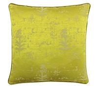 Riva Paoletti Marylebone Polyester Coussin Rempli - Soufre Jaune - Cube Géométrique Design - Tissage Jacquard - Rose Fuchsia Arrière - Jaune Canalisé Edge - 100% Polyester - 50 X 50 Cm (20" Pouces X 2