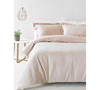 Riva Paoletti Simple Housse De Couette Rose Fard À Joues Waffle Weave Texture 1 X Oxford Border Taie Inclus 100% Coton Lavable Machine 137 X 200 Cm (54" X 79" Pouces)