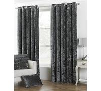 Riva Paoletti Verona Ringtop Oeillets Rideaux (Paire) - Gris Étain - Velvet Feel - Crushed Velvet Look 100% Polyester - Largeur 229Cm X 137Cm Drop (90" X 54" Pouces) - Conçu Au Royaume-