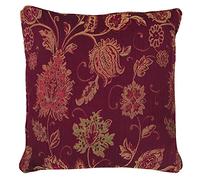 Riva Paoletti Zurich Plume Coussin Rempli Rouge - Conception Florale Décorative Jacquard - Canalisé Edges - Réversible - 100 Cas (18" X 18" Pouces) - Conçu Au Royaume-Uni, Polyester, Bourgogne, 45 X 4