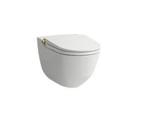 Riva wc lavant avec abattant céramique blanc mat, bouton gold pâle mat - LAUFEN H8206917630001
